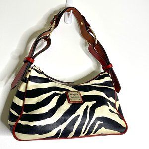 Dooney & Bourke Zebra Handbag with Red Accents